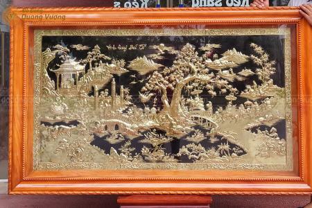 Tranh Vinh Quy Bái Tổ bằng đồng 1m97 x 1m07 khung gỗ Gõ đỏ cực đẹp