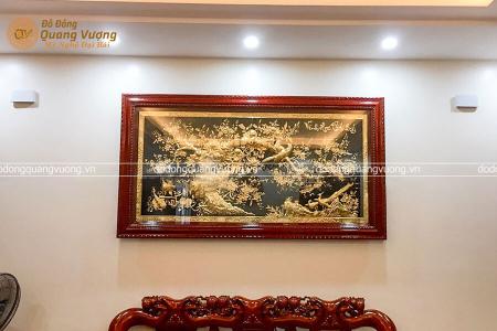 Tranh vinh hoa phú quý bằng đồng mạ vàng ta 9999