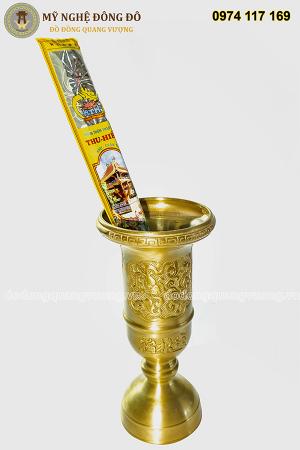 Ống đựng hương bằng đồng màu vàng mờ