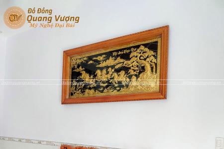 Tranh đồng mã đáo thành công dát vàng 1m97 x 1m07