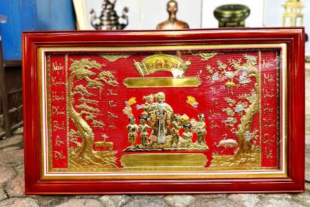 Tranh mừng thọ bằng đồng 63cm x 1m07 Xuân Giáp Thìn 2024