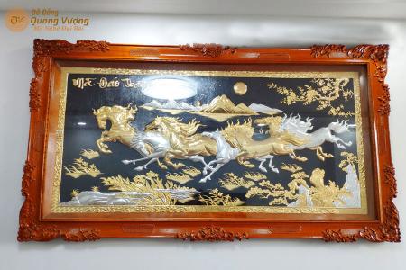 Tranh bát mã bằng đồng mạ vàng bạc cực độc đáo 