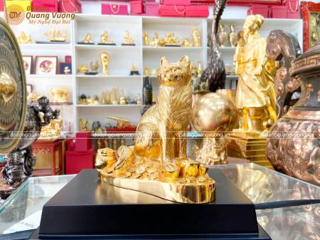 Tượng phong thủy tuổi Mão bằng đồng mạ vàng 24k 20cm