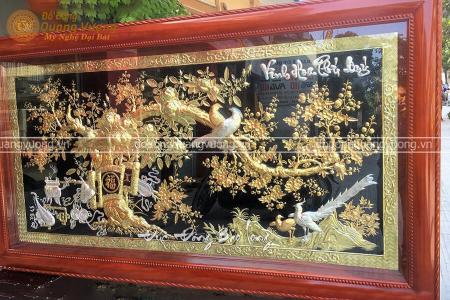 Tranh vinh hoa phú quý bằng đồng hàng thúc nổi thủ công cực đẹp