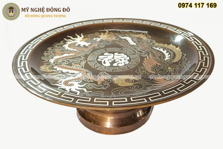 Mâm bồng bằng đồng khảm ngũ sắc