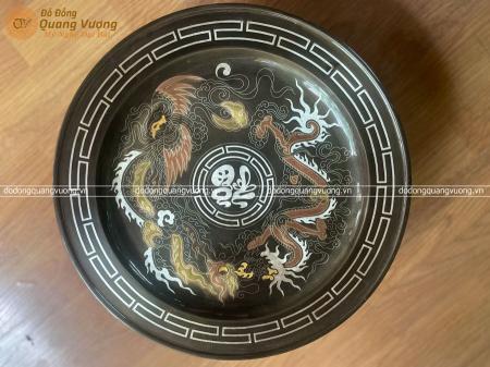 Mâm bồng khảm ngũ khắc bằng đồng đường kính 30cm