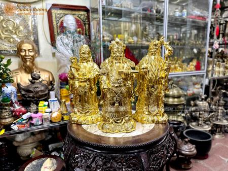 Tượng tam đa Phúc Lộc Thọ bằng đồng dát vàng 9999 