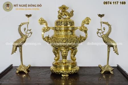 Bộ tam sự đồng Việt vàng bóng KT 60 cm