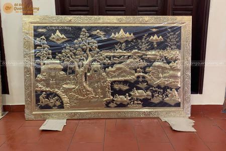 Tranh cội nguồn quê hương bằng đồng 2m6 x 1m5 khung đồng liền tấm