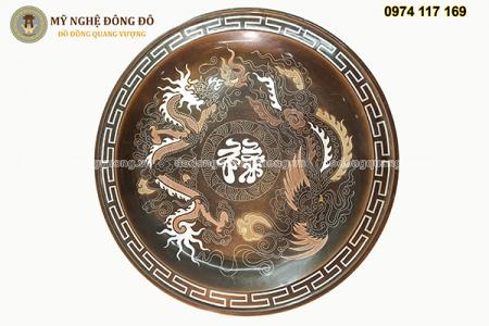 Mâm bồng bằng đồng khảm ngũ sắc