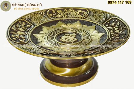 Mâm Bồng Bằng Đồng Chữ Phúc 2 màu ĐK 30cm