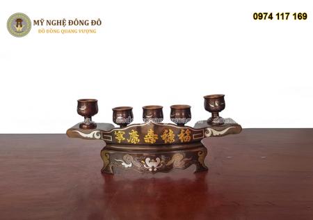 Ngai chén thờ bằng đồng khảm ngũ sắc cao cấp