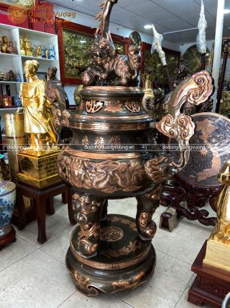 Lư hương bằng đồng đỏ phớt nỉ sử dụng ngoài trời cao 1m4