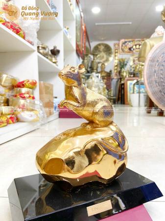 Tượng phong thủy tuổi Tý bằng đồng mạ vàng 24k cao 18cm