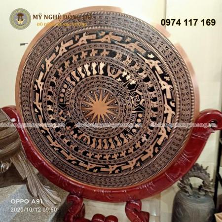 Mặt trống đồng đúc bằng đồng đỏ kích thước 80cm