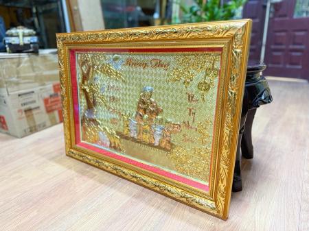 Tranh Đồng Mừng Thọ Ông Bà Mạ Vàng Bạc 50cm x 70cm