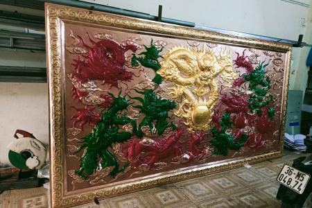 Tranh đồng Cửu Long Tranh Châu 3m4 x 1m76