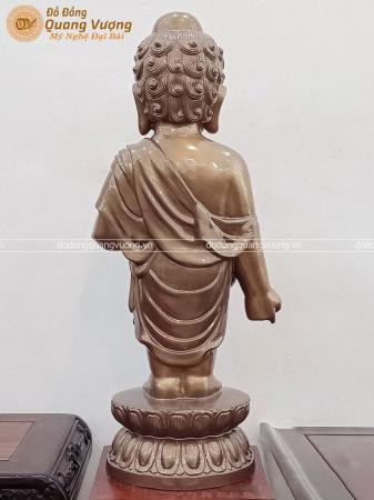 Tượng Phật Thích Ca Đản Sinh bằng đồng đỏ cao 84cm