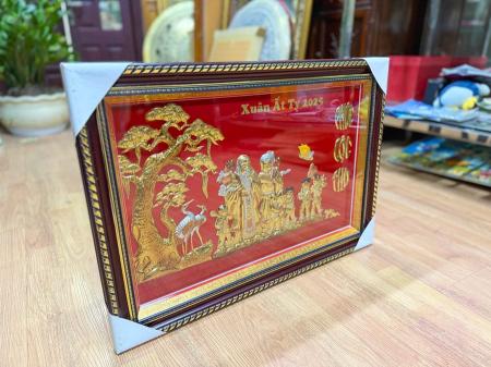 Tranh Đồng Mừng Thọ Ông Bà Cỡ Nhỏ 47cm x 67cm