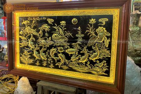 Tranh cửu ngư quần hội bằng đồng 1m2 x 70cm cực đẹp