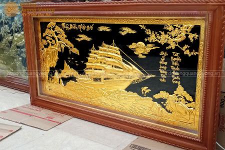 Tranh thuận buồm xuôi gió bằng đồng dát vàng ta 9999 cực đẹp