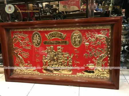 Tranh đồng mừng thọ Ông Bà dát vàng 24k