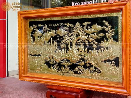 Tranh Vinh Quy Bái Tổ bằng đồng 1m97 x 1m07 khung gỗ Gõ đỏ cực đẹp