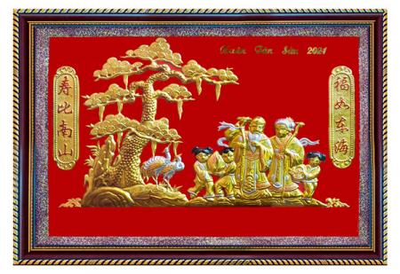 Tranh mừng thọ ông bà bằng đồng 60cm x 80cm