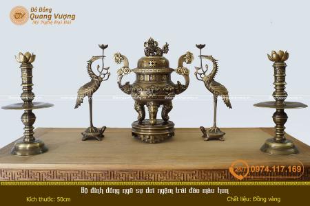 Bộ đỉnh đồng ngũ sự dơi ngậm trái đào màu hun