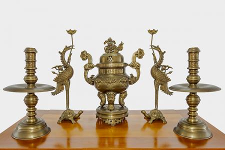 Bộ đỉnh đồng dơi phúc ngậm tiền hun giả cổ