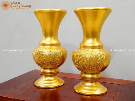 Lọ hoa bằng đồng catut dát vàng 24k cao 30cm