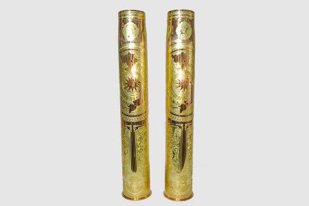 Đôi lọ hoa vỏ cát tút chạm ăn mòn đẹp 85 ly