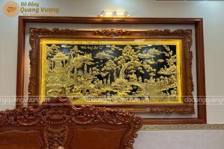Tranh Vinh Quy Bái Tổ bằng đồng thếp vàng thếp bạc cực độc đáo