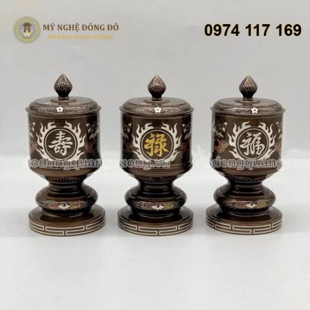 Đài thờ bằng đồng khảm ngũ sắc cao cấp