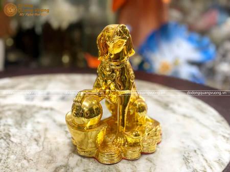 Tượng đồng phong thủy tuổi Tuất mạ vàng 24k cao 15cm