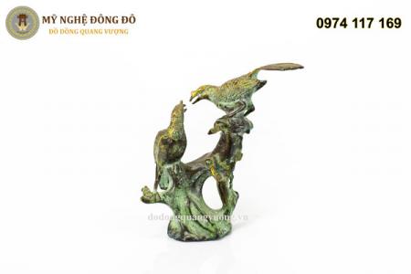 Chim hỉ tước bằng đồng xanh màu giả cổ