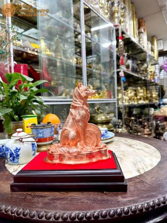 Tượng đồng phong thủy tuổi Tuất tài lộc bằng đồng đỏ cao 18cm
