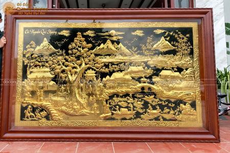 Tranh cội nguồn quê hương bằng đồng được mạ vàng 24k cực đẹp