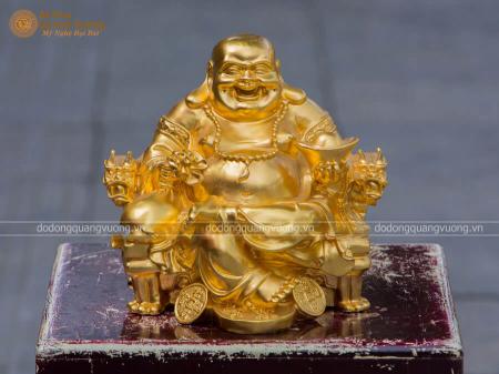 Tượng Phật Di Lạc ngồi ngai bằng đồng mạ vàng 9999 cao 39cm