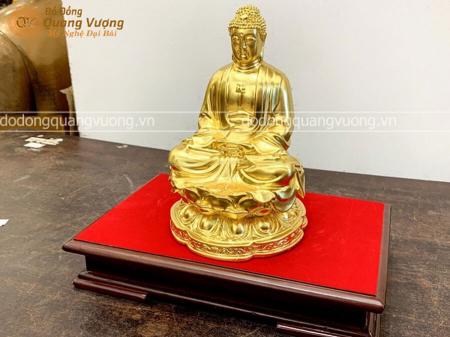 Tượng Phật A Di Đà bằng đồng thếp vàng 9999 cao 25cm