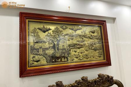 Tranh đồng quê bằng đồng kích thước 1m7 x 90cm nền xước rất đẹp