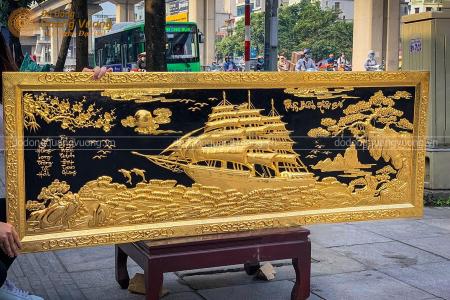 Tranh đồng thuận buồm xuôi gió thếp vàng 9999 