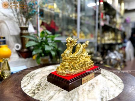Tượng đồng phong thủy tuổi Thìn mạ vàng 24k cao 15cm 
