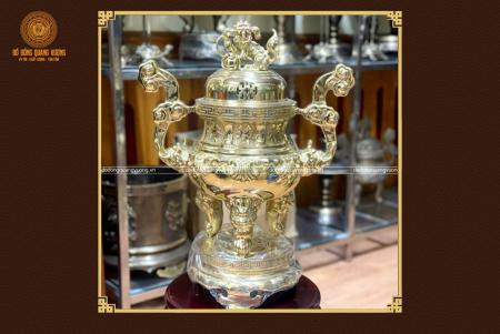 Đỉnh hoa sòi bằng đồng cao 50cm