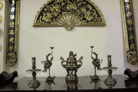 Bộ đỉnh ngũ sự dơi phúc ngậm đào màu hun giả cổ đẹp