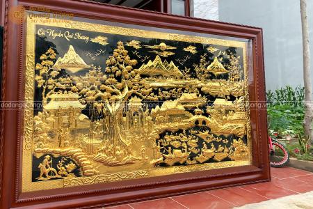 Tranh cội nguồn quê hương bằng đồng được mạ vàng 24k cực đẹp