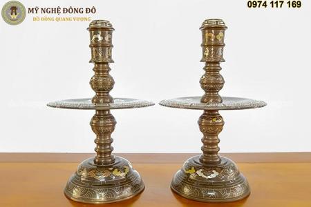 Bộ tam sự đỉnh đồng khảm ngũ sắc chạm sòi tay mây