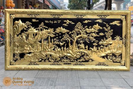 Tranh Vinh Quy Bái Tổ bằng đồng 2m65 x 1m55 khung đồng liền tấm