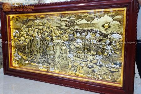 Tranh đồng quê bằng đồng hàng thúc nổi thủ công 2m39 x 1m2 cực độc đáo