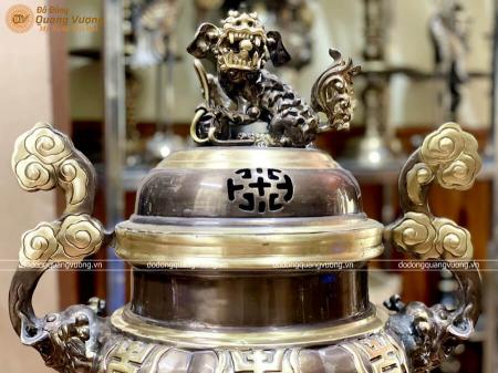 Đỉnh đồng chạm chữ Thọ màu hai công nghệ cao 60cm